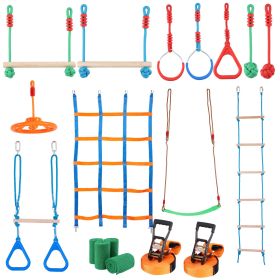 Ninja Warrior Obstacle Course for Kids, 2 x 50 ft Weatherproof Slacklines, 500lbs Weight Capacity Monkey Line, Outdoor Playset Equipment (size: 50 x 2 ft)