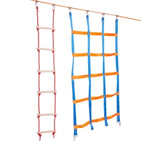 Ninja Warrior Obstacle Course for Kids, 2 x 50 ft Weatherproof Slacklines, 500lbs Weight Capacity Monkey Line, Outdoor Playset Equipment (size: 50 x 1 ft)