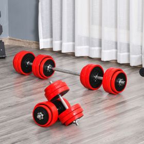 66lbs Dumbbell & Barbell Adjustable Set Two-In-One Strength Muscle Exercise Fitness Plate Bar Clamp Rod for Home Gym (Color: General)