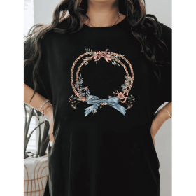 Casual Women's Cotton T-Shirt with Bow Detail - Trendy and Comfortable for Every Season (Style: 486)